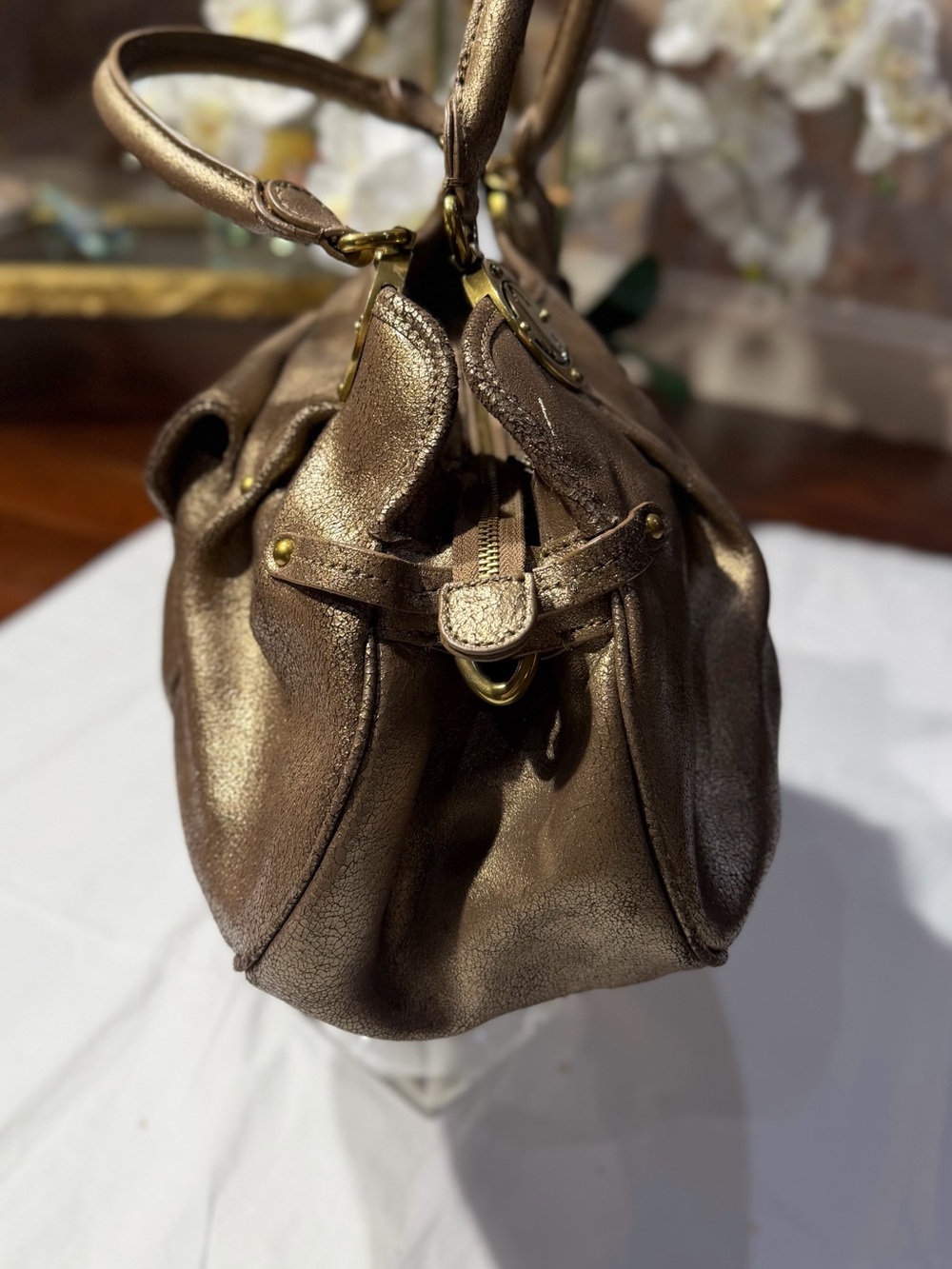 Just Cavalli Metallic Bronze Shoulder Bag - Picture 6 of 14